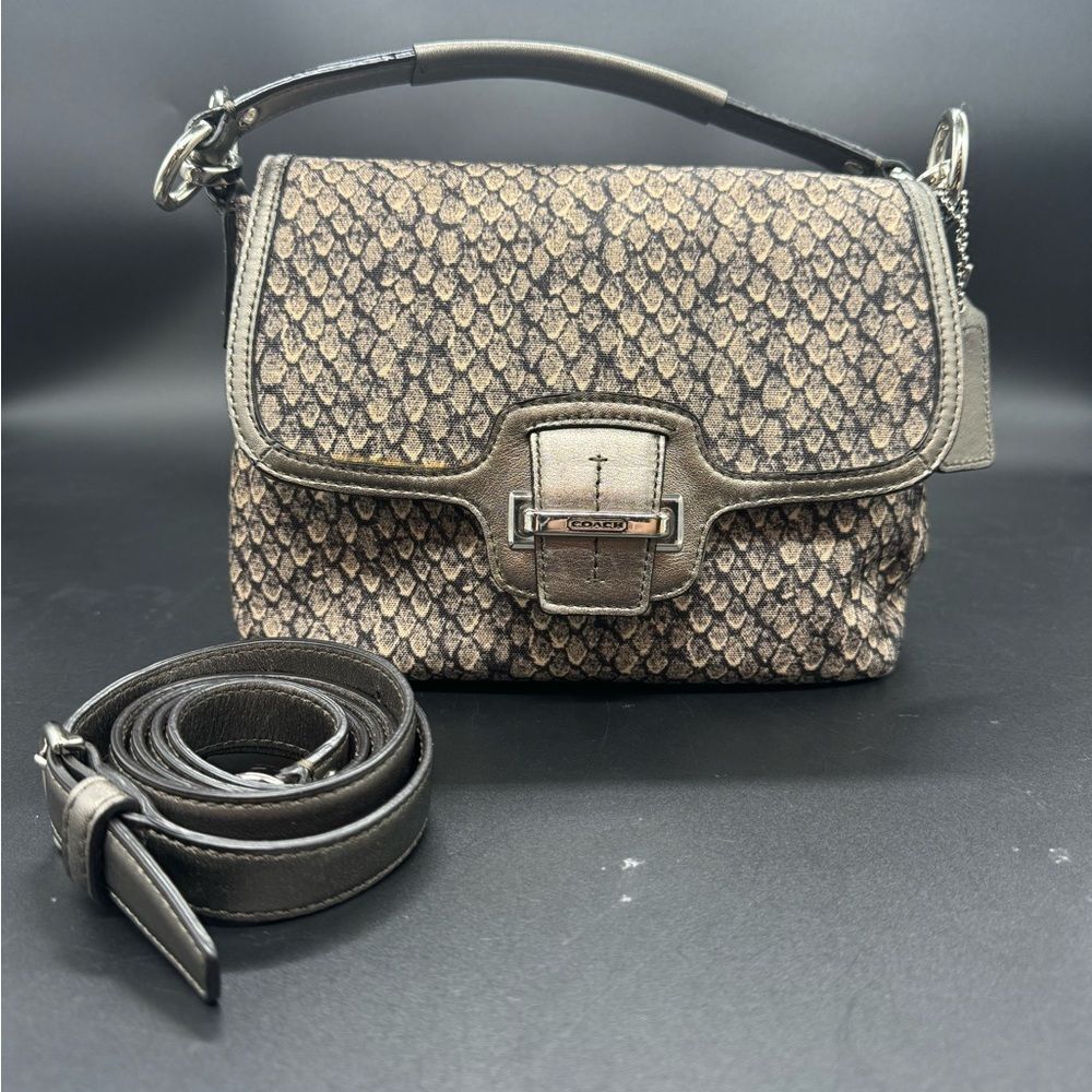 Coach Brown Textured Crossbody Bag with Detachable Strap